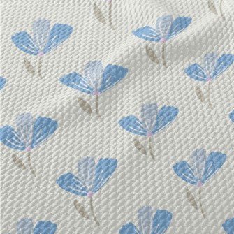 Beautiful Blue Flowers Birdseye Piqué