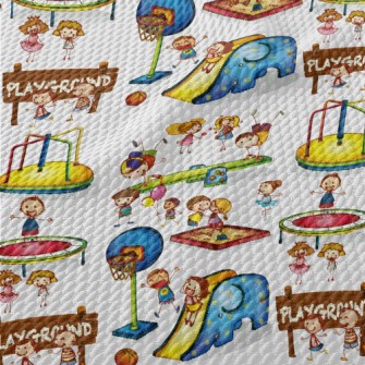 Children Playing In The Park Birdseye Piqué