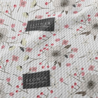 Hand Drawn Japanese Cherry Blo Birdseye Piqué