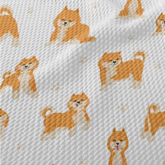 Cute Shiba Inu With Tongue Out Birdseye Piqué