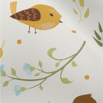 Sparrows And Flowers Chiffon