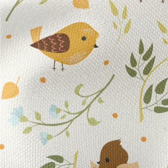 Sparrows And Flowers Waterproof Canvas