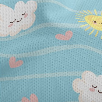 Smiling Sun And Clouds Athletic Mesh Flat Back