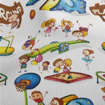 Children Playing In The Park Athletic Mesh Flat Back