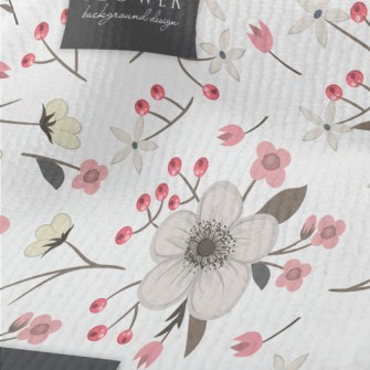 Hand Drawn Japanese Cherry Blo Terry