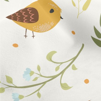 Sparrows And Flowers Micro Fleece