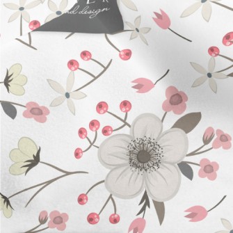 Hand Drawn Japanese Cherry Blo Micro Fleece