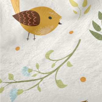 Sparrows And Flowers Minky