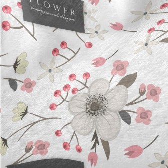 Hand Drawn Japanese Cherry Blo Minky