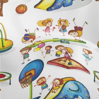 Children Playing In The Park Lightweight Performance Linen