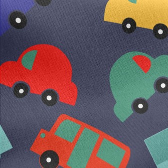 Cartoon Colorful Cars Jersey Backed Fleece