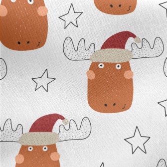 Cartoon Christmas Elk Jersey Backed Fleece