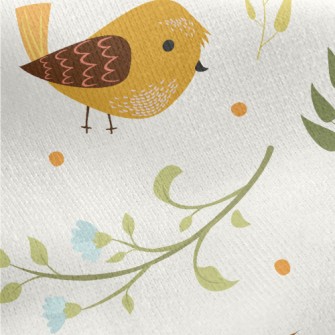 Sparrows And Flowers Jersey Backed Fleece