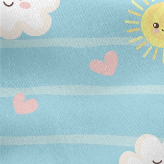 Smiling Sun And Clouds Jersey Backed Fleece