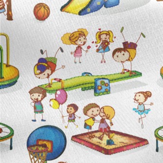 Children Playing In The Park Jersey Backed Fleece