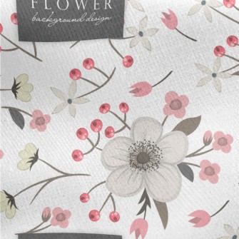 Hand Drawn Japanese Cherry Blo Jersey Backed Fleece