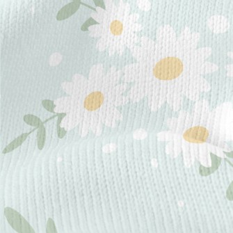 Elegant White Daisy Stretch Jersey