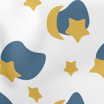 Cute Stars And Moon Lightweight Cotton Poplin
