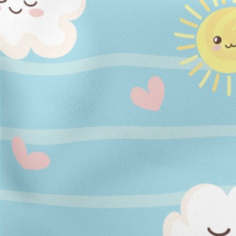 Smiling Sun And Clouds Lightweight Cotton Poplin