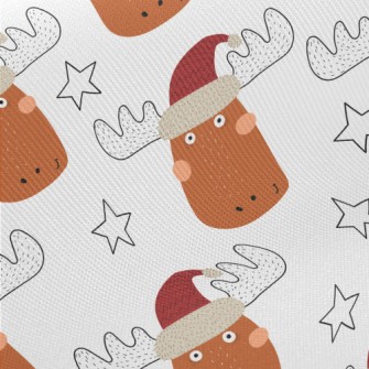 Cartoon Christmas Elk Midweight Cotton Poplin