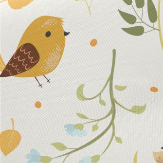 Sparrows And Flowers Midweight Cotton Poplin