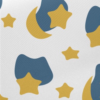 Cute Stars And Moon Midweight Cotton Poplin