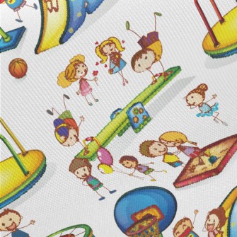 Children Playing In The Park Midweight Cotton Poplin