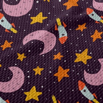 Star Moon Rocket Birdseye Piqué