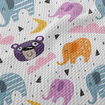 Smiling Elephant Big Bear Birdseye Piqué