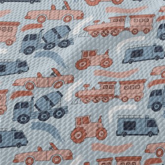 Car Train Cement Truck Birdseye Piqué