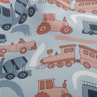 Car Train Cement Truck Athletic Mesh Flat Back