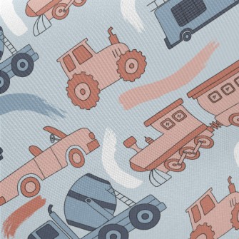 Car Train Cement Truck Twill
