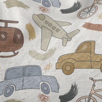 Retro Cars And Planes Minky