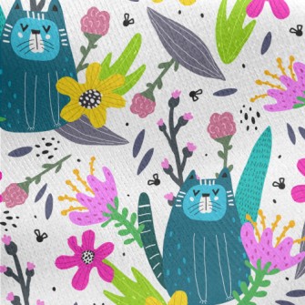 Fun Forest Kitten Jersey Backed Fleece