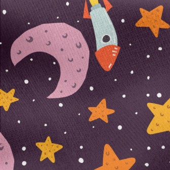 Star Moon Rocket Jersey Backed Fleece