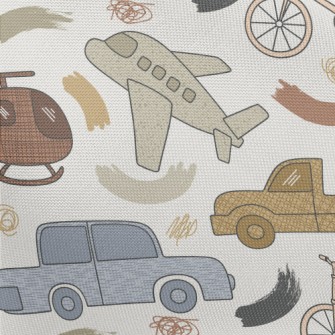 Retro Cars And Planes Pongee