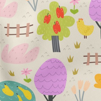 Cute Farm Chicken Lightweight Cotton Poplin