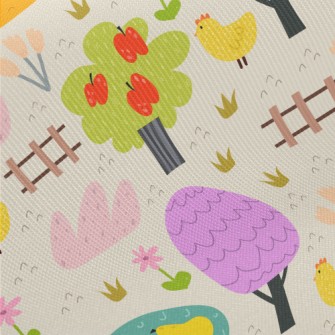 Cute Farm Chicken Midweight Cotton Poplin