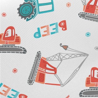 Excavator Crane Truck Midweight Cotton Poplin