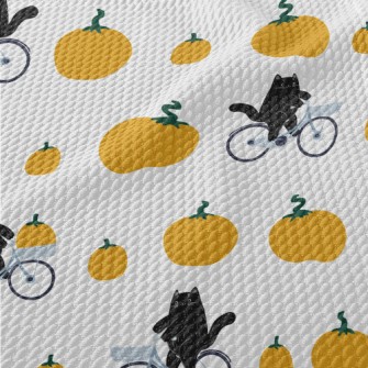 Black Cat And The Giant Pumpki Birdseye Piqué