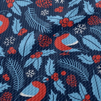 Bullfinch With Berries Birdseye Piqué