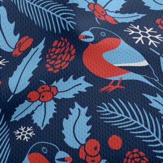 Bullfinch With Berries Athletic Mesh Flat Back