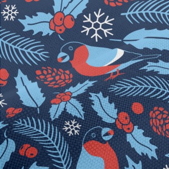 Bullfinch With Berries Performance Linen
