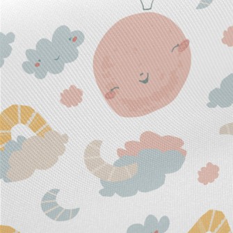 Smiley Moon Rainbow Twill