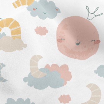 Smiley Moon Rainbow Micro Fleece