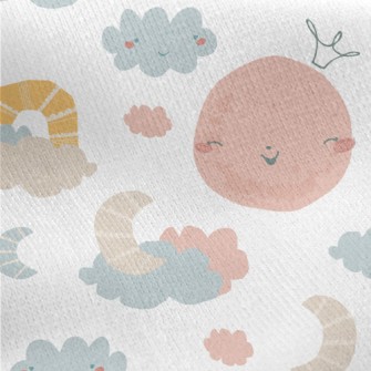 Smiley Moon Rainbow Jersey Backed Fleece