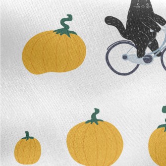 Black Cat And The Giant Pumpki Jersey Backed Fleece