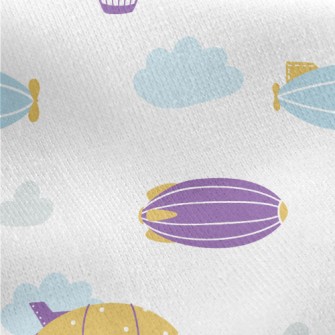 Cute Flying Ship Jersey Backed Fleece