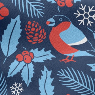 Bullfinch With Berries Jersey Backed Fleece