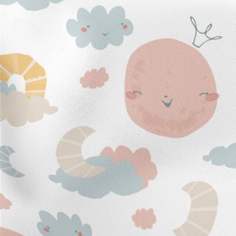 Smiley Moon Rainbow Lightweight Cotton Poplin